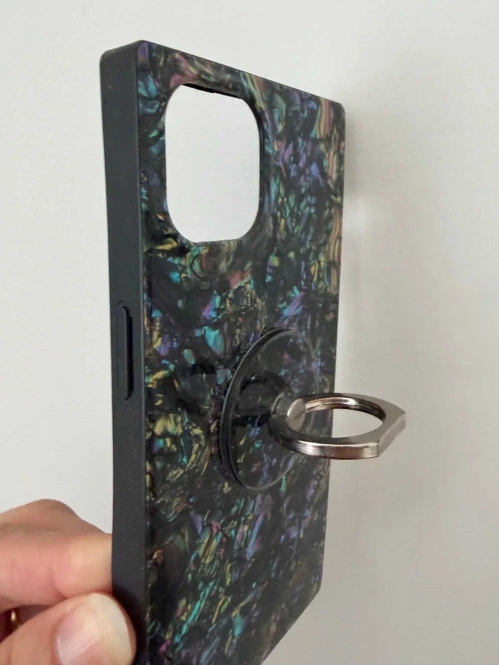 Square by Flaunt iPhone 13 Multicolor Abalone Case, Removable Ring Included!